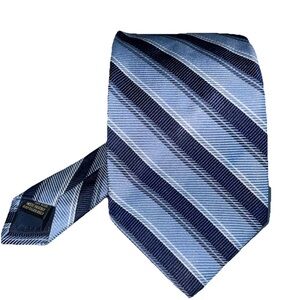 Luciano Barbera Diagonal Sky Navy Blue Necktie Made In Italy 100% Silk Tie